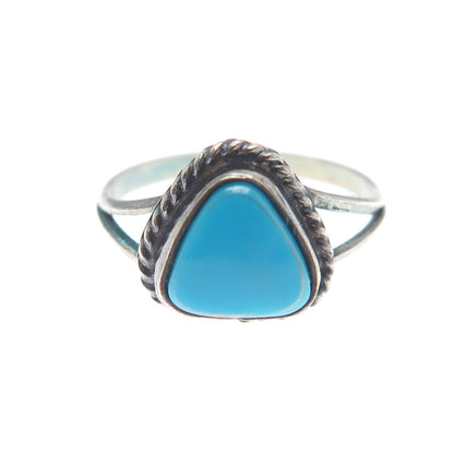 Old Pawn 925 Sterling Silver Vintage Southwestern Bisbee Turquoise Ring Size 6