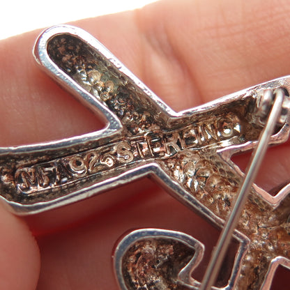 CHAPAL ZENRAY 925 Sterling Silver Vintage Friendship Modernist Pin Brooch