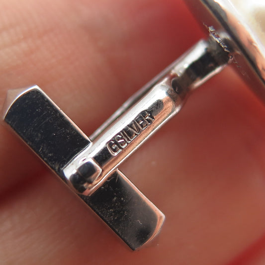 925 Sterling Silver Antique Japan Real Akoya Pearl Cufflinks