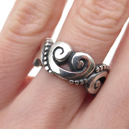 BRIGHTON 925 Sterling Silver Vintage Modernist Heart Oxidized Ring Size 6.25