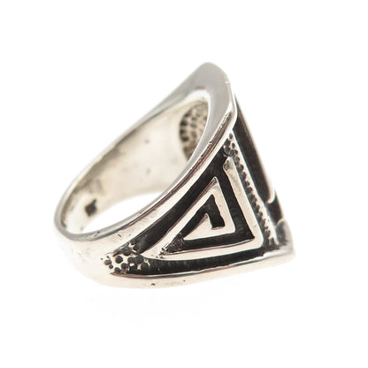 Silver Cloud Old Pawn 925 Sterling Vintage Turquoise Inlay Arrow Ring Size 8.75