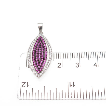 925 Sterling Silver Round-Cut Lab-Created Pink Sapphire & C Z Charm Pendant