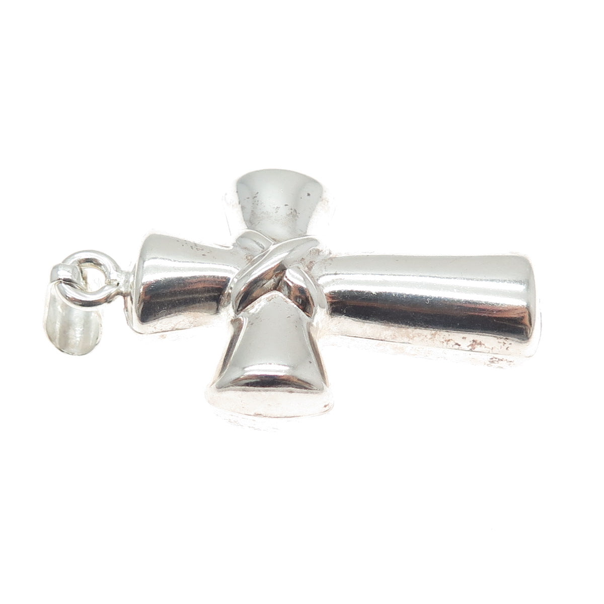 925 Sterling Silver Vintage Italy Cross Religious 3D Charm Pendant