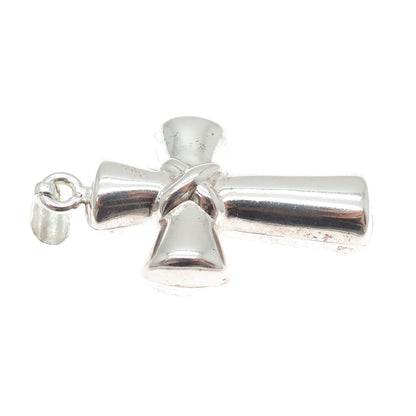 925 Sterling Silver Vintage Italy Cross Religious 3D Charm Pendant