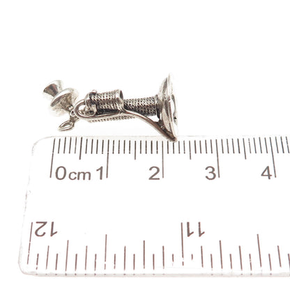 DANECRAFT 925 Sterling Antique Art Deco Retro Candlestick Phone 3D Mini Pendant
