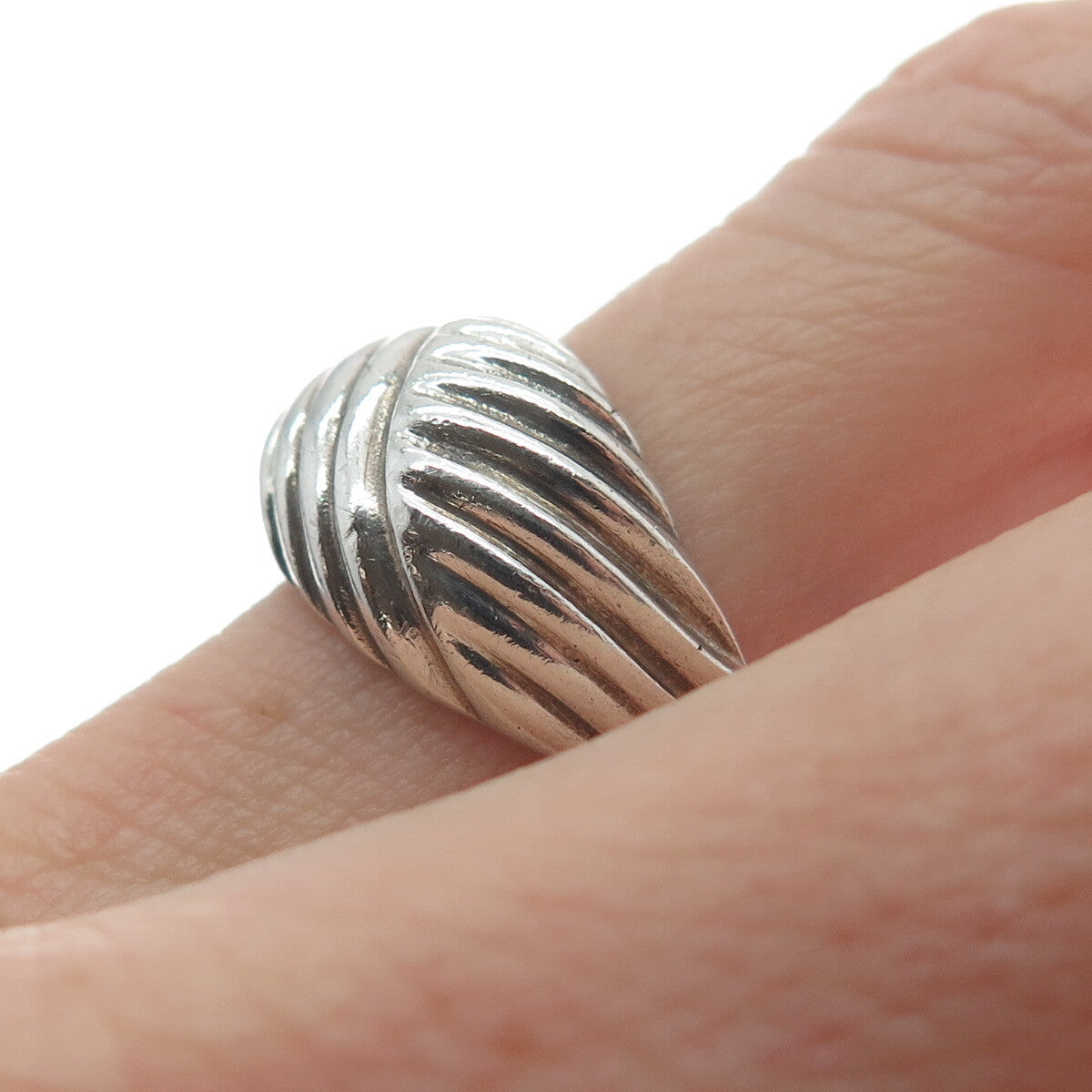 CELLINI 925 Sterling Silver Vintage Modernist Dome Ring Size 8