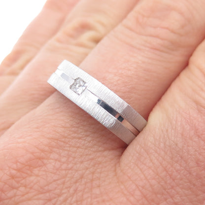 925 Sterling Silver Princess-Cut C Z Modernist Band Ring Size 10.5