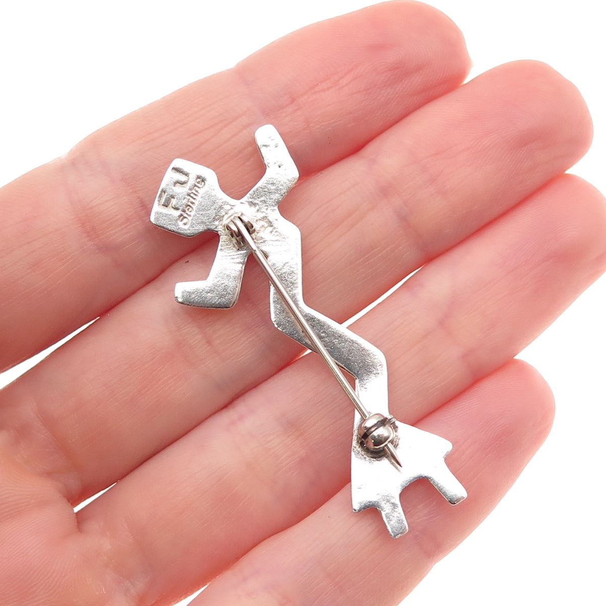 Felix Joe Navajo Old Pawn 925 Sterling Silver Vintage Kachina Doll Pin Brooch
