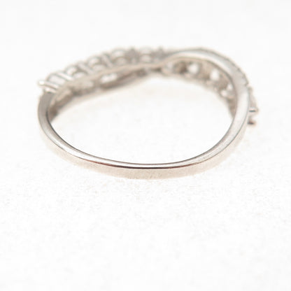 925 Sterling Silver Round-Cut C Z Crisscross Ring Size 7.5