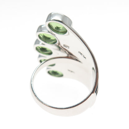 SAJEN 925 Sterling Silver Vintage Real Peridot Oxidized Wing Overlap Ring Size 7
