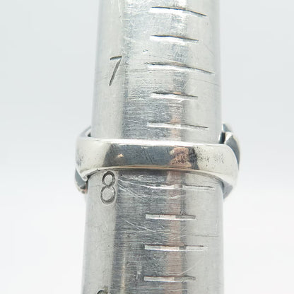 925 Sterling Silver Vintage Carved Wide Ring Size 7.75