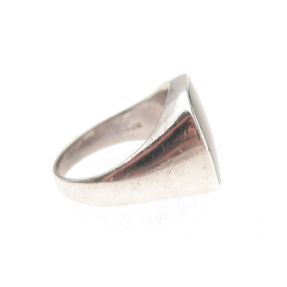 925 Sterling Silver Vintage Real Black Onyx Signet Oxidized Ring Size 6.25