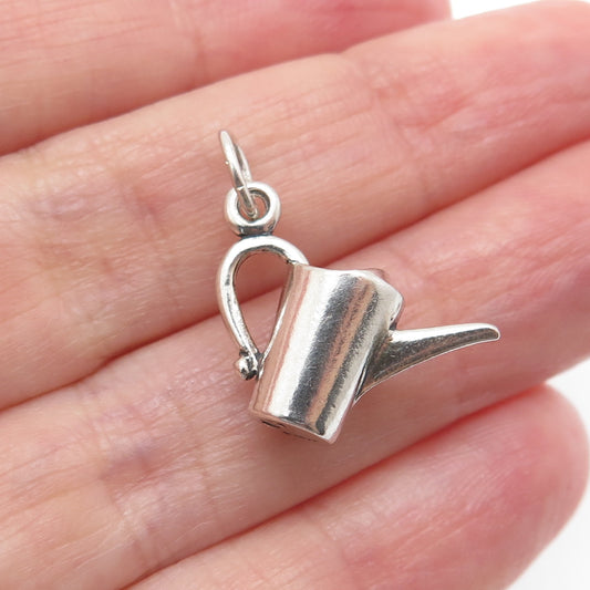 SUNWEST 925 Sterling Silver Vintage Watering Can Minimalist 3D Charm Pendant