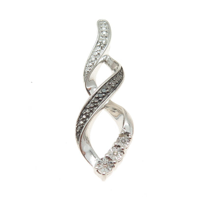 925 Sterling Silver Real White & Black Diamond Infinity Pendant