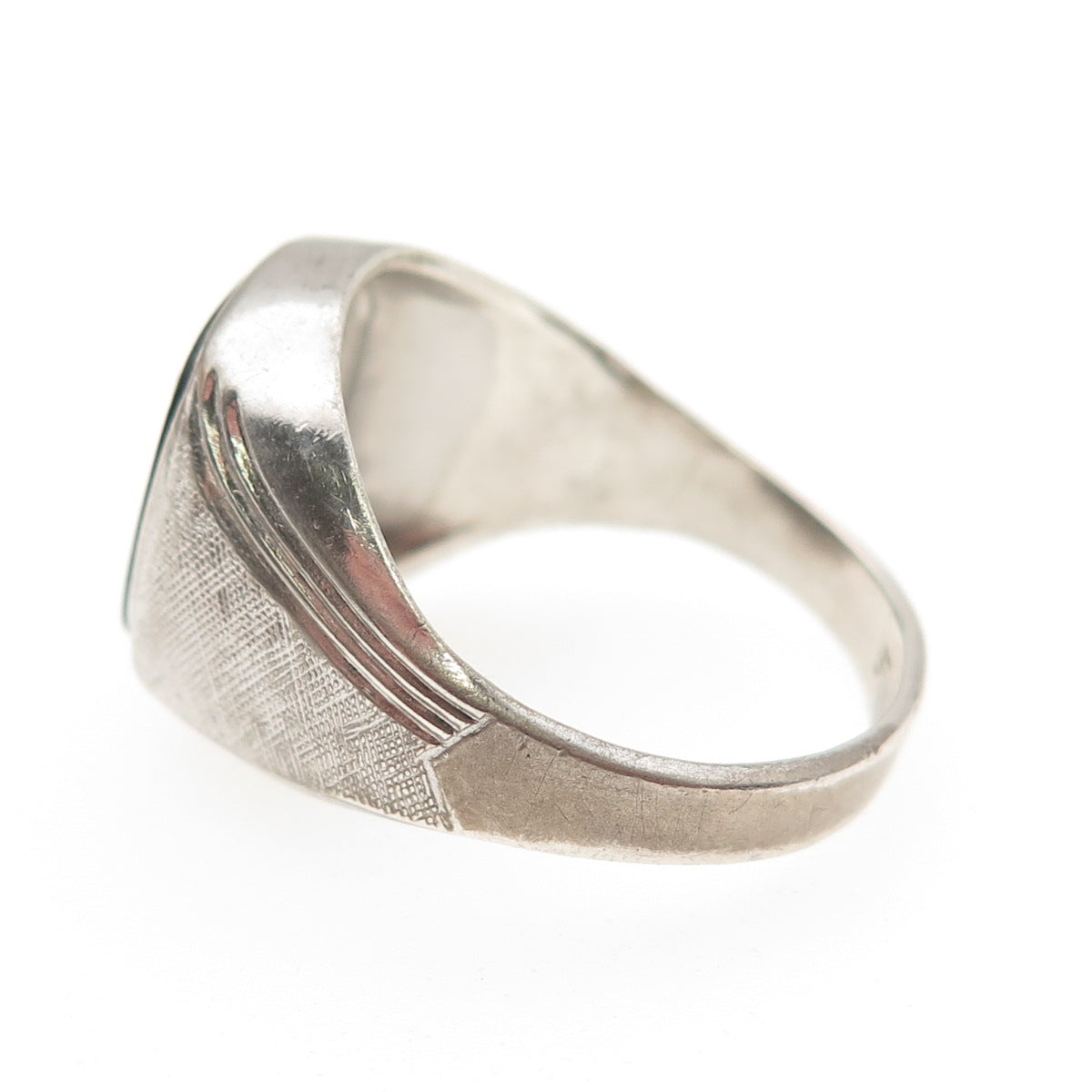 VARGAS Sterling Silver Antique Art Deco Real Black Onyx Letter E Ring Size 11