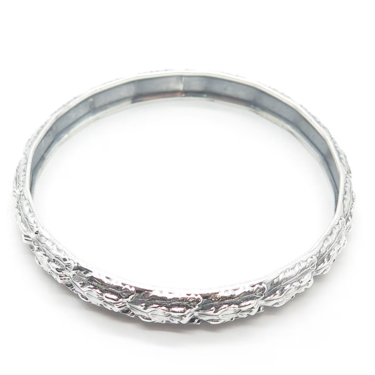 925 Sterling Silver Vintage Ornate Bangle Bracelet 7.5"