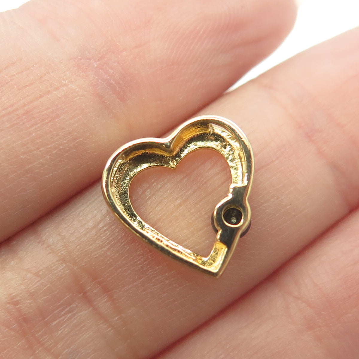 925 Sterling Silver Gold Plated Real Sapphire Heart Slide Pendant