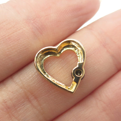 925 Sterling Silver Gold Plated Real Sapphire Heart Slide Pendant