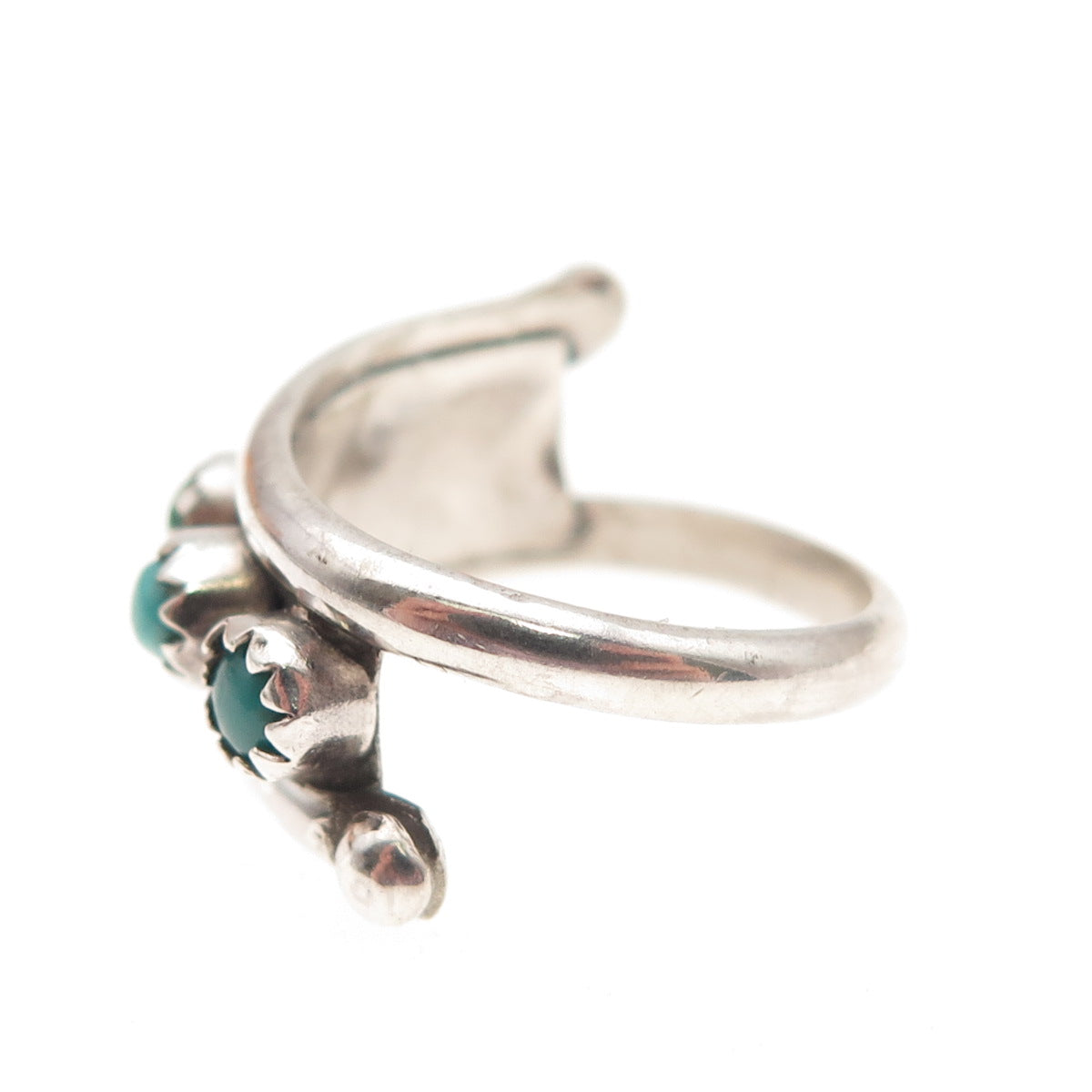 Old Pawn Sterling Vintage Southwestern Royston Turquoise Snake Eye Ring Size 5.5