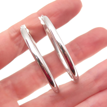 925 Sterling Silver Tube Hoop Earrings