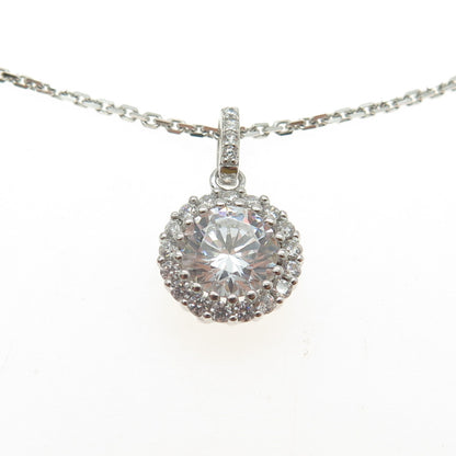 925 Sterling Silver Round-Cut C Z Cable Chain Necklace 16"