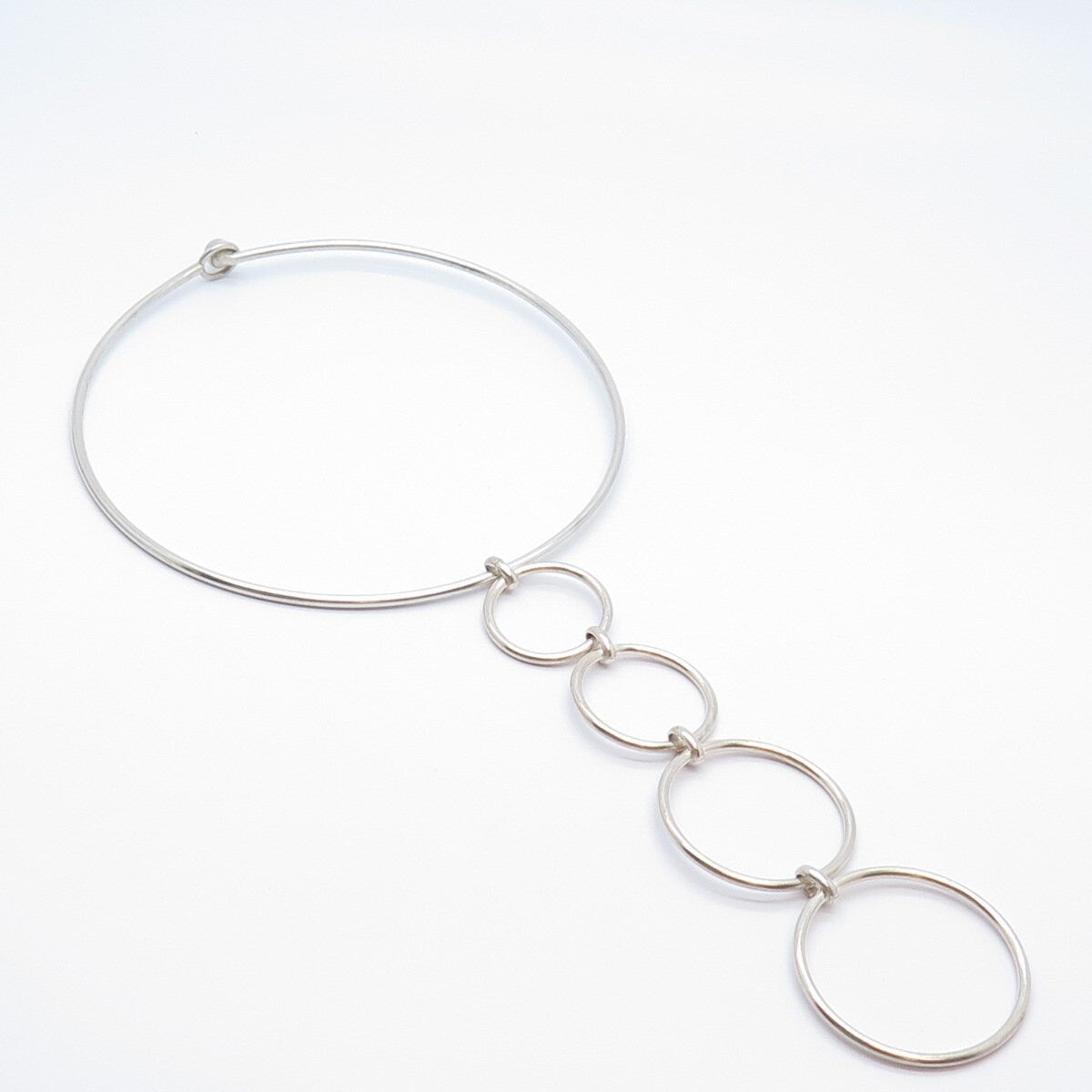 800 Silver Vintage Modernist Choker Necklace 13"