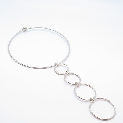 800 Silver Vintage Modernist Choker Necklace 13"