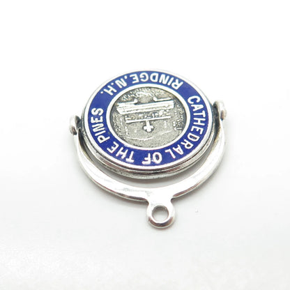 925 Sterling Silver Vintage Enamel "Cathedral of the Pines" Charm Pendant