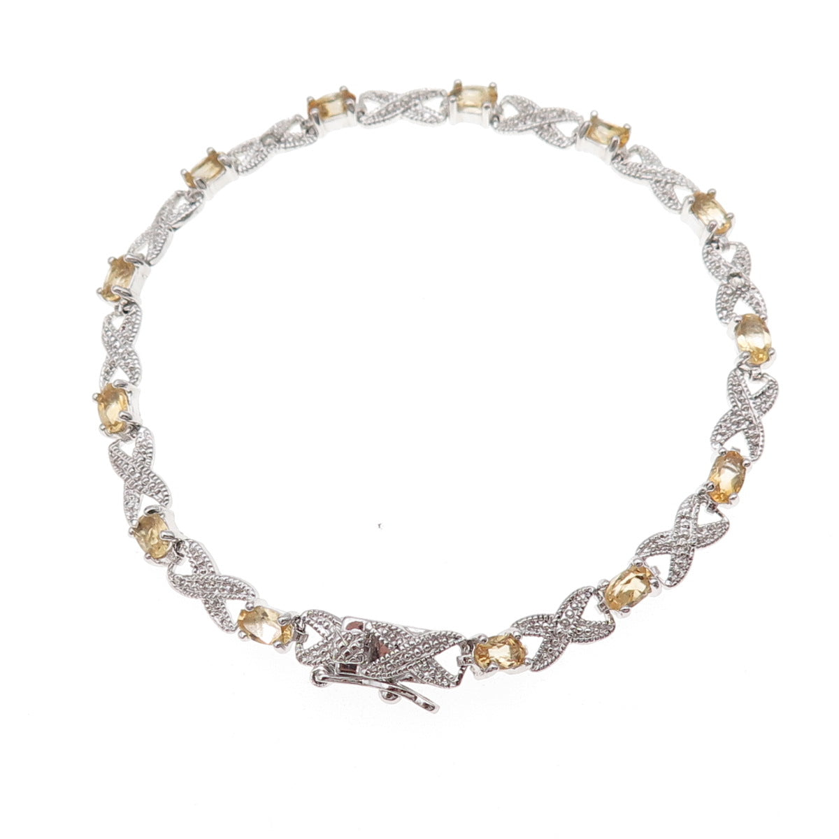 Dee Berkle 925 Sterling Silver Real Diamond Accent & Citrine Bracelet 7.25"