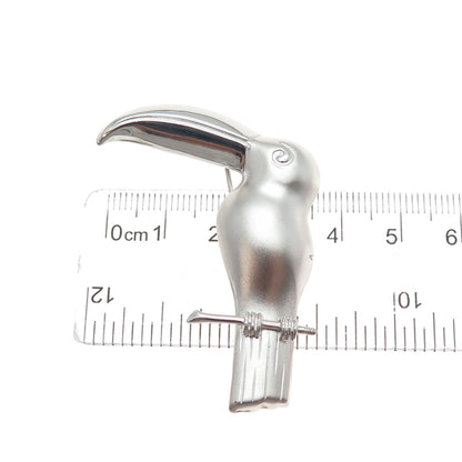 WELLS 925 Sterling Silver Vintage Toucan Bird Pin Brooch