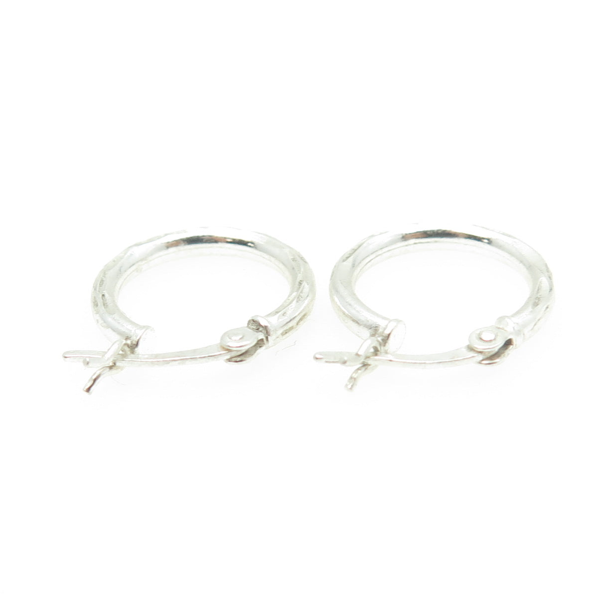 HAN 925 Sterling Silver Textured Hoop Earrings