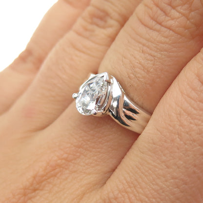 JED Joseph Demarco 925 Sterling Silver Vintage Pear-Cut C Z Ring Size 7