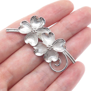 BEAU 925 Sterling Silver Vintage Dogwood Flower Pin Brooch
