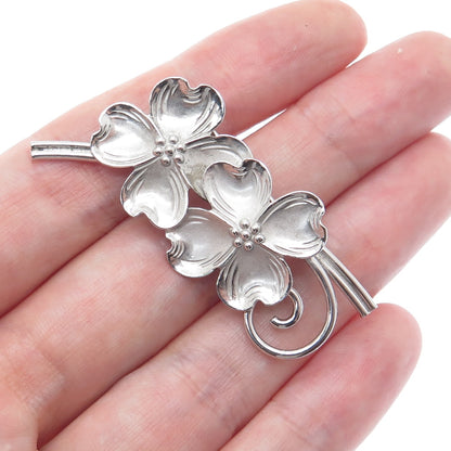 BEAU 925 Sterling Silver Vintage Dogwood Flower Pin Brooch