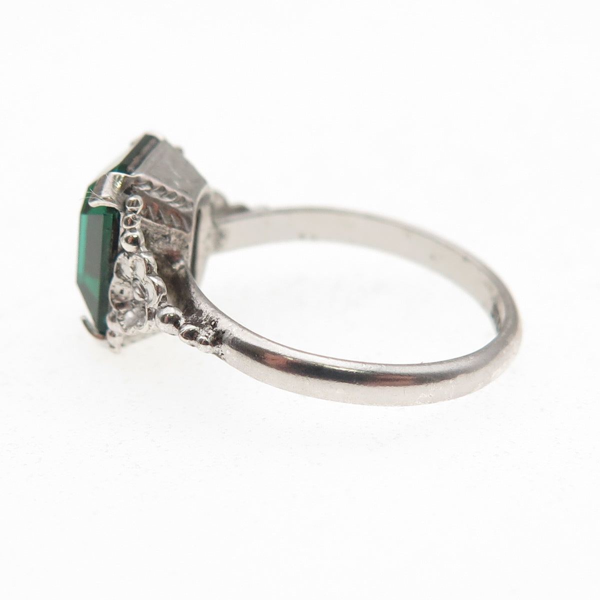 Henry Wexel & Co. 925 Sterling Silver Antique Art Deco Rhinestone Ring Size 4.75