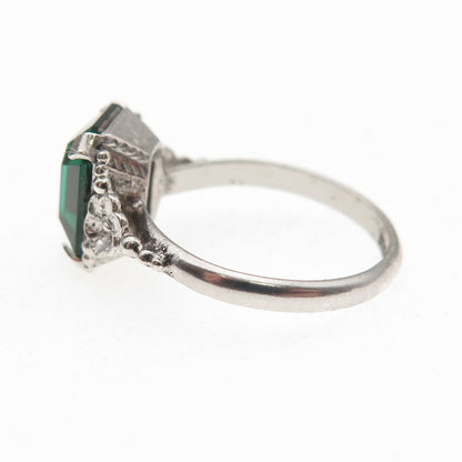 Henry Wexel & Co. 925 Sterling Silver Antique Art Deco Rhinestone Ring Size 4.75