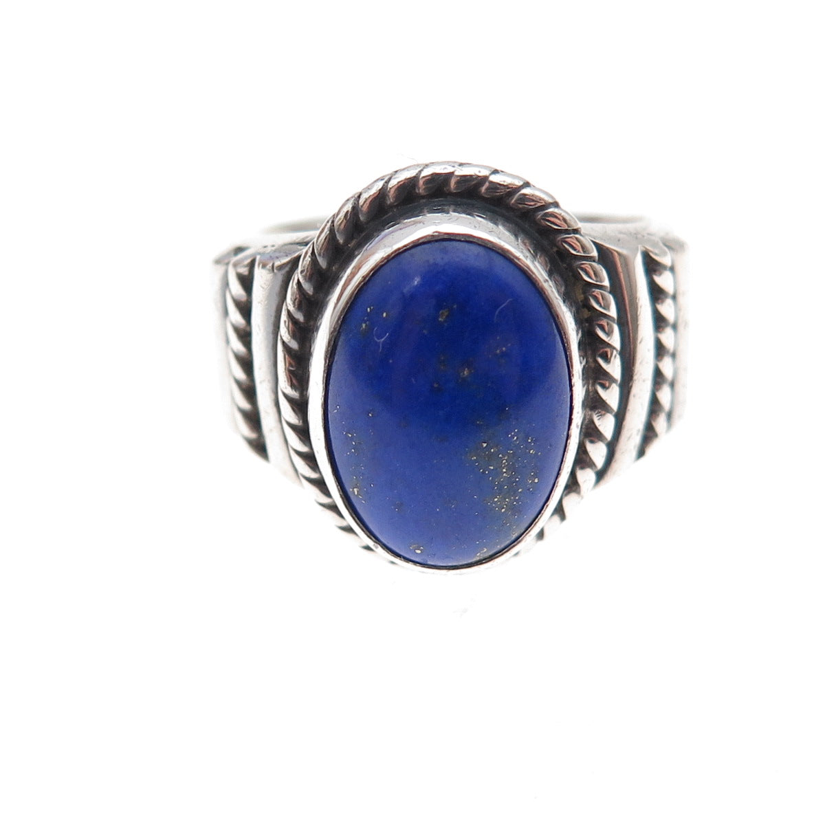 Old Pawn 925 Sterling Silver Vintage Southwestern Lapis Tribal Ring Size 7