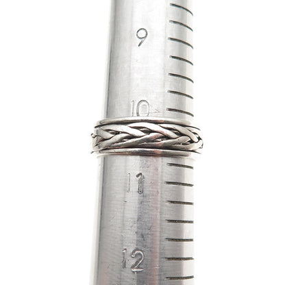 925 Sterling Silver Vintage Celtic Braided Rotating Band Ring Size 10.75