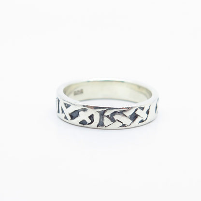 925 Sterling Silver Vintage Celtic Band Ring Size 5