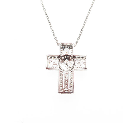 DBJ Dee Berkle 925 Sterling Silver C Z Cross Cable Chain Necklace 16"