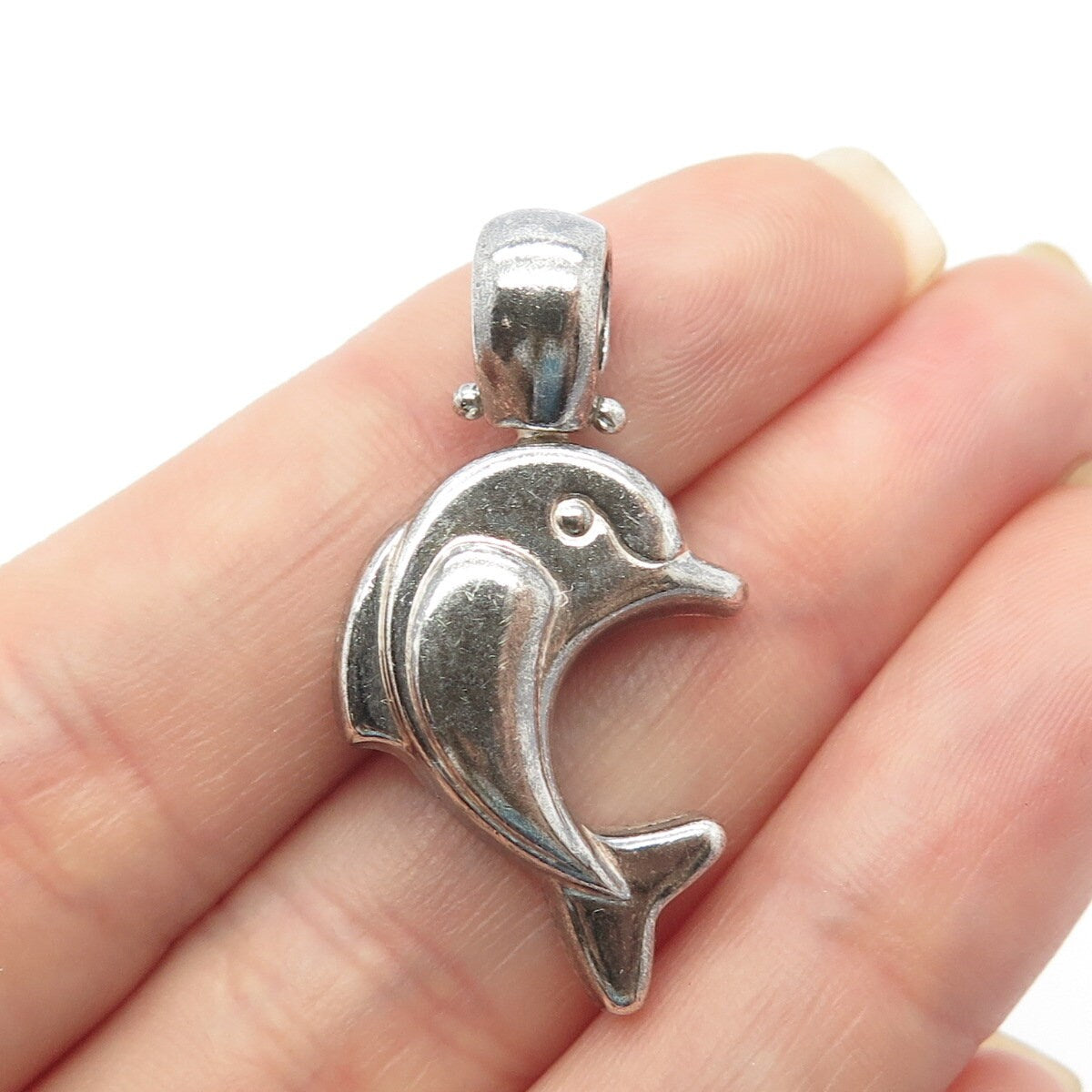 925 Sterling Silver Vintage Nicol Preziosi Friendly Dolphin Pendant