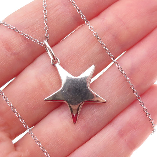 925 Sterling Silver Vintage Italy Star Cable Chain Necklace 18"