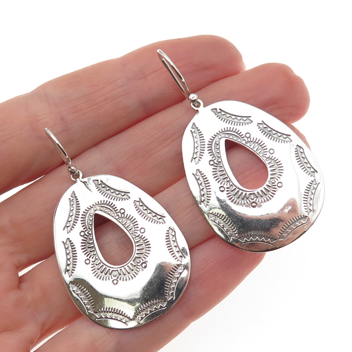 FD Felicia Design 925 Sterling Silver Vintage Oxidized Southwest Dangle Earrings