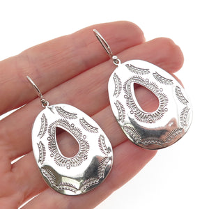 FD Felicia Design 925 Sterling Silver Vintage Oxidized Southwest Dangle Earrings