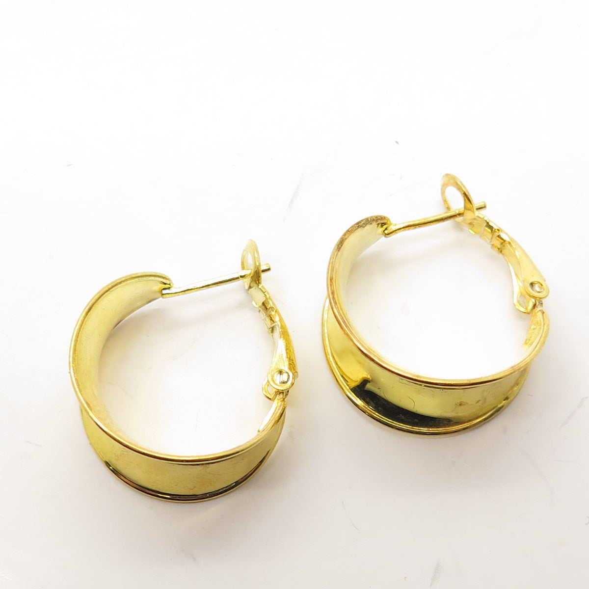 925 Sterling Silver Gold Plated Omega Back Hoop Earrings