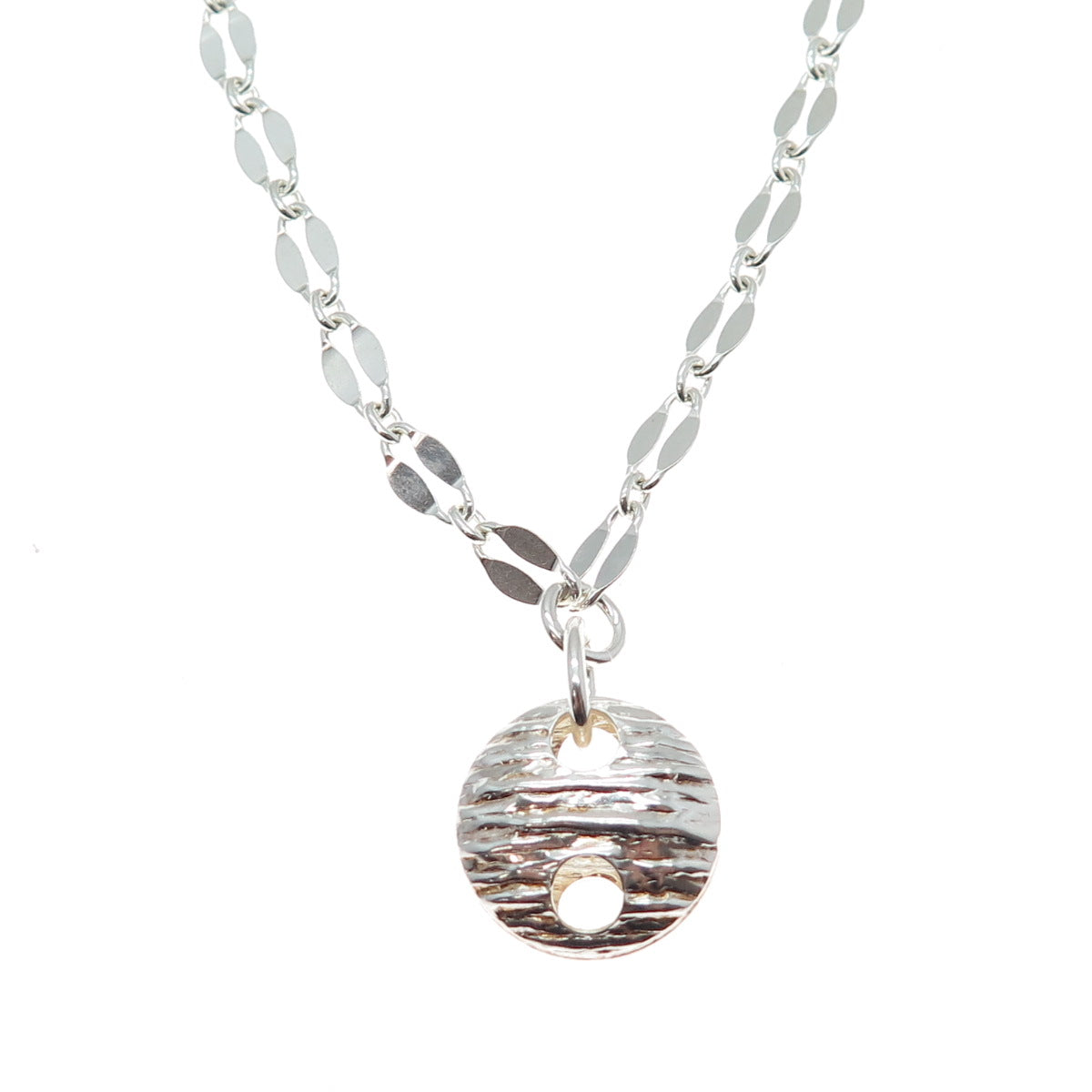 925 Sterling Silver Vintage Round Anchor Coffee Bean Chain Necklace 16"