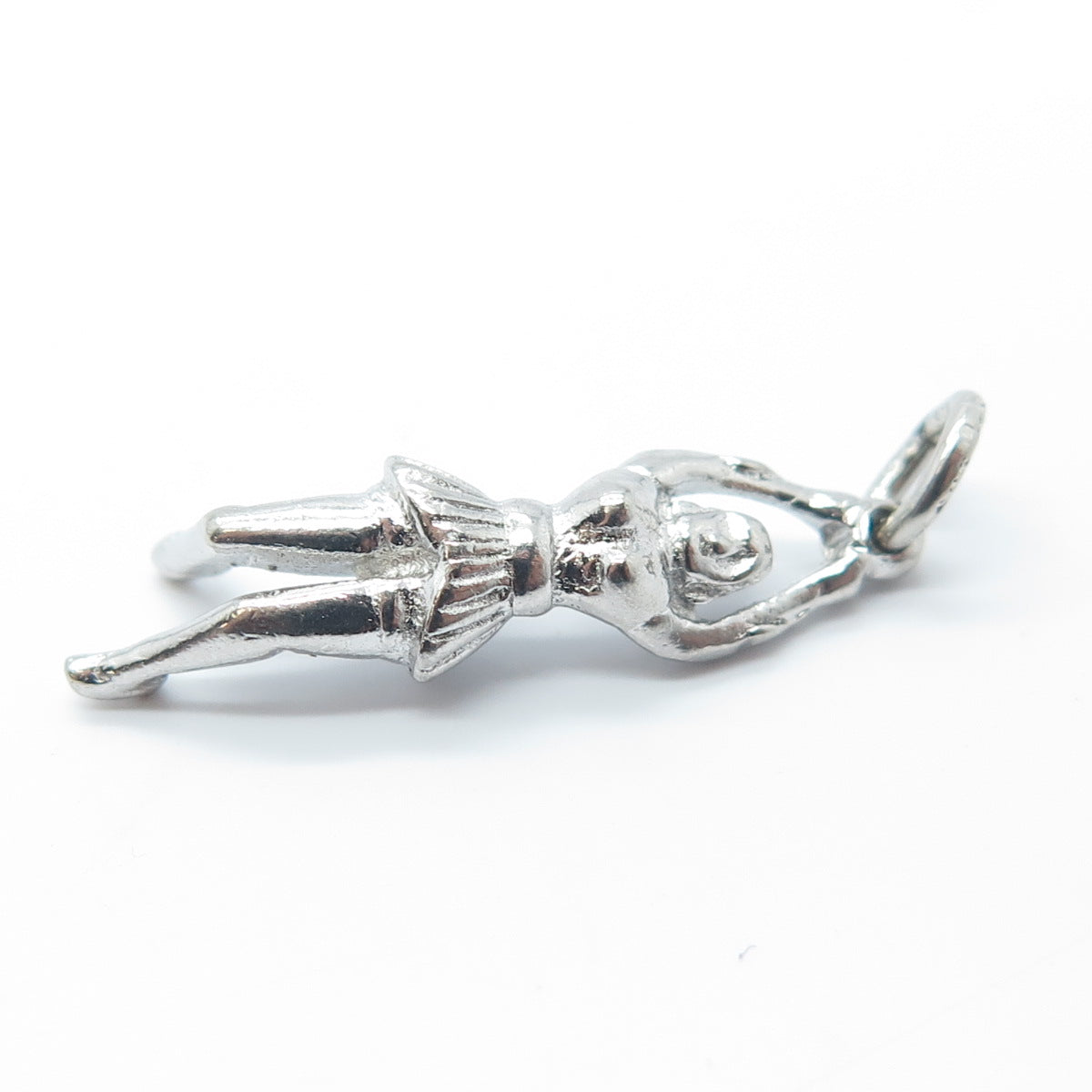 925 Sterling Silver Antique Art Deco Cheerleader Charm Pendant