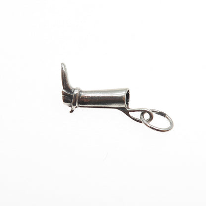925 Sterling Silver Vintage Horse Riding Boot Oxidized Mini Charm Pendant