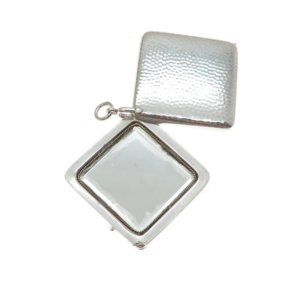 800 Silver Antique Art Deco European Hammered Slide Locket Chatelaine Pendant