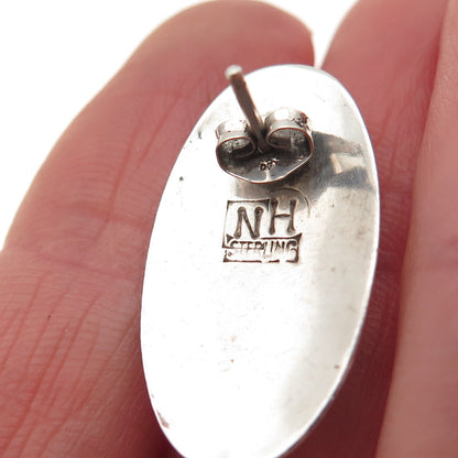 Nancy Haloo Old Pawn 925 Sterling Silver Vintage Southwestern Hematite Earrings